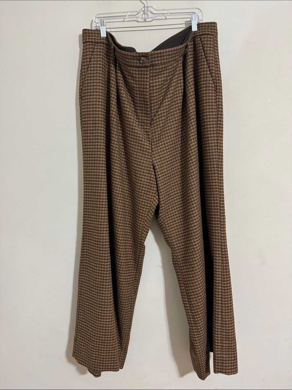 NWT Studio Torrid Wool Blend Wide-Leg Brown Houndstooth Trousers size 22 Career - Picture 6 of 12